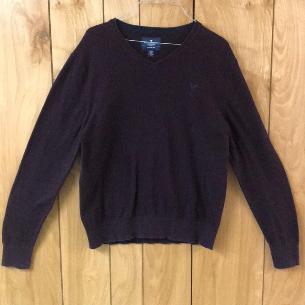 American Eagle Outfitters Burgundy V-Neck Sweater